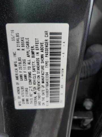 19UUB3F76GA003394 - 2016 ACURA TLX ADVANC CHARCOAL photo 10