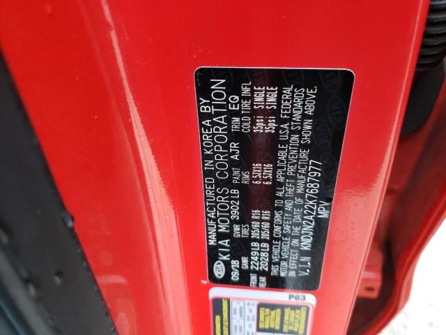 KNDJN2A22K7687977 - 2019 KIA SOUL RED photo 10