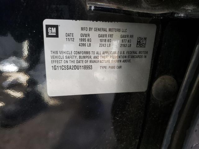 1G11C5SA2DU118993 - 2013 CHEVROLET MALIBU 1LT 黑色 照片 12