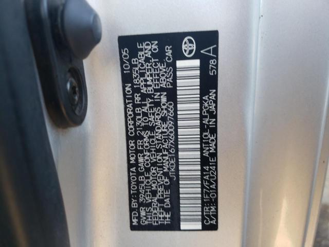 JTKDE167X60097660 - 2006 TOYOTA SCION TC 银色 照片 10