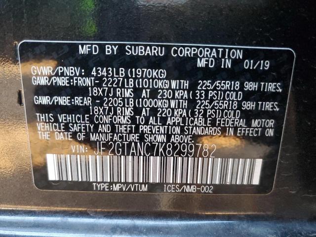 JF2GTANC7K8299782 - 2019 SUBARU CROSSTREK CHARCOAL photo 10