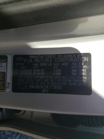 KNDJN2A20E7718163 - 2014 KIA SOUL SILVER photo 10