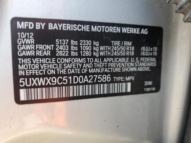 5UXWX9C51D0A27586 - 2013 BMW X3 XDRIVE2 SILVER photo 13