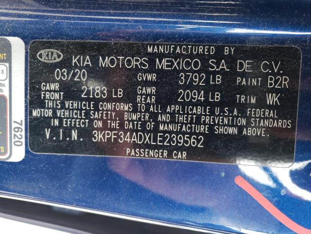 3KPF34ADXLE239562 - 2020 KIA FORTE GT L BLUE photo 13