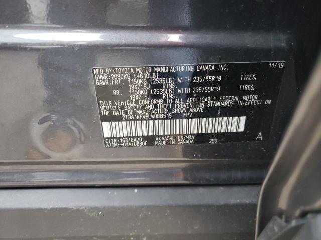 2T3A1RFV8LW088515 - 2020 TOYOTA RAV4 XLE P GRAY photo 10