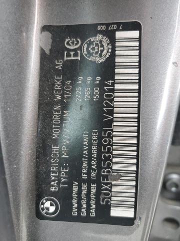 5UXFB53595LV12014 - 2005 BMW X5 4.4I SILVER photo 10