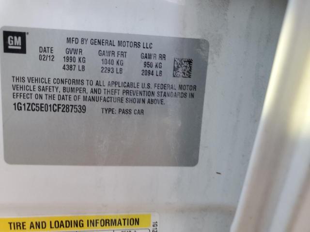 1G1ZC5E01CF287539 - 2012 CHEVROLET MALIBU 1LT 白色 照片 10