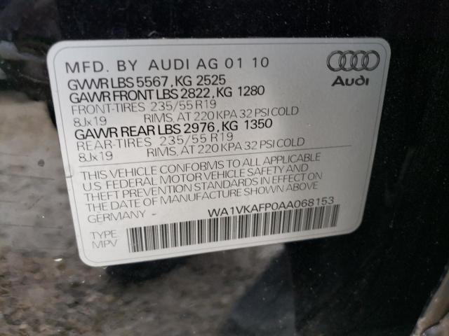 WA1VKAFP0AA068153 - 2010 AUDI Q5 PRESTIG BLACK photo 10