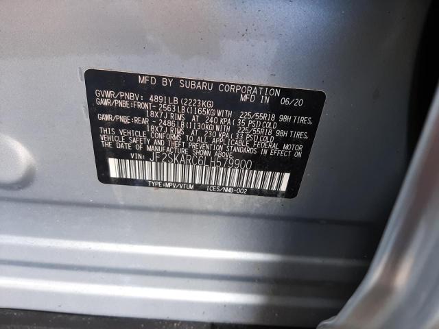 JF2SKARC6LH579900 - 2020 SUBARU FORESTER S ვერცხლისფერი ფოტო 10