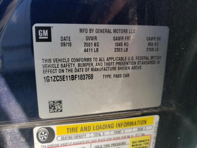 1G1ZC5E11BF183768 - 2011 CHEVROLET MALIBU 1LT 蓝色 照片 10