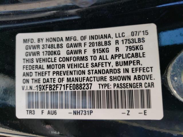 19XFB2F71FE088237 - 2015 HONDA CIVIC SE BLACK photo 10