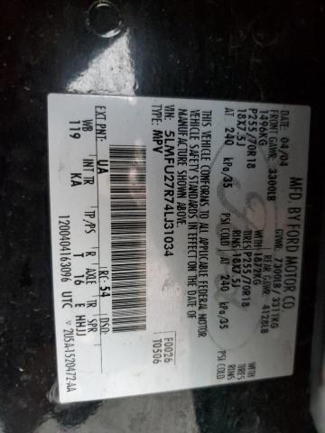 5LMFU27R74LJ31034 - 2004 LINCOLN NAVIGATOR 黑色 照片 10