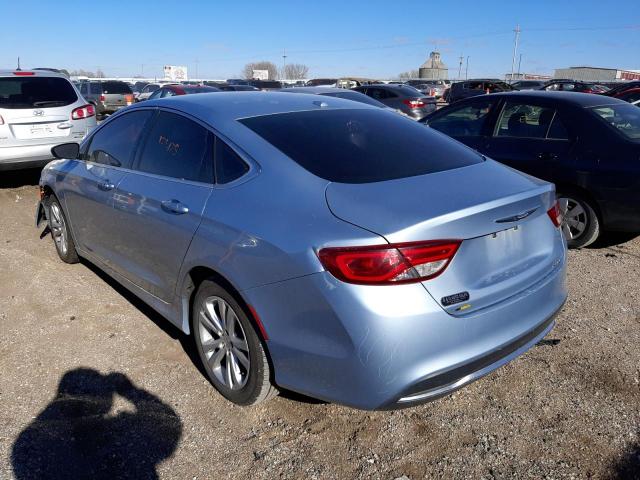 1C3CCCAB8FN692885 - 2015 CHRYSLER 200 LIMITE BLUE photo 3