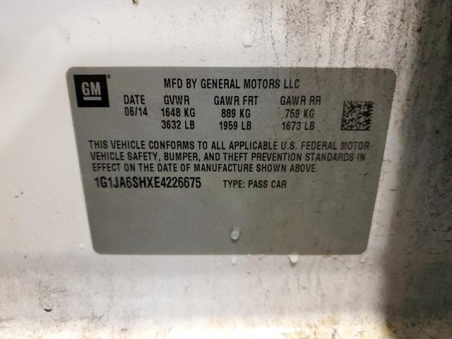 1G1JA6SHXE4226675 - 2014 CHEVROLET SONIC LS WHITE photo 10