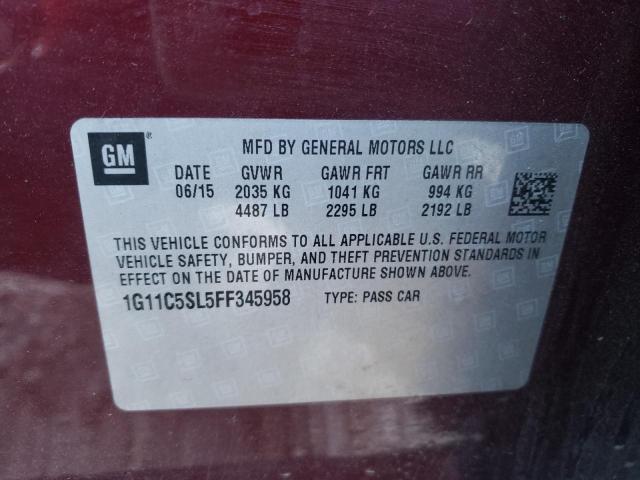 1G11C5SL5FF345958 - 2015 CHEVROLET MALIBU 1LT Марун фото 10