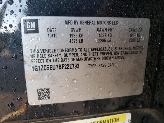 1G1ZC5EU7BF222793 - 2011 CHEVROLET MALIBU 1LT შავი ფოტო 12