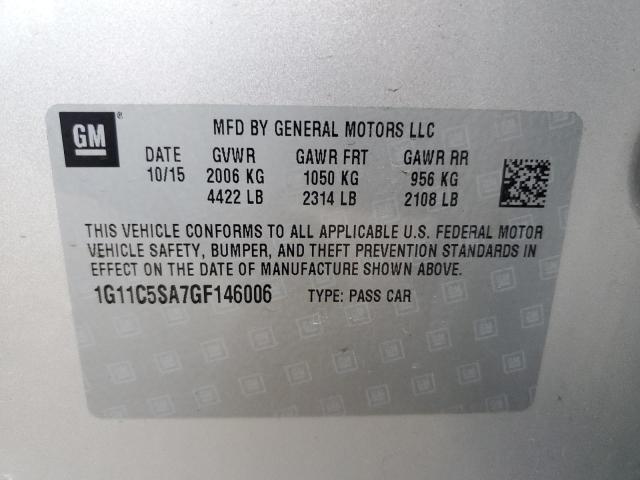 1G11C5SA7GF146006 - 2016 CHEVROLET MALIBU LIM 银色 照片 10