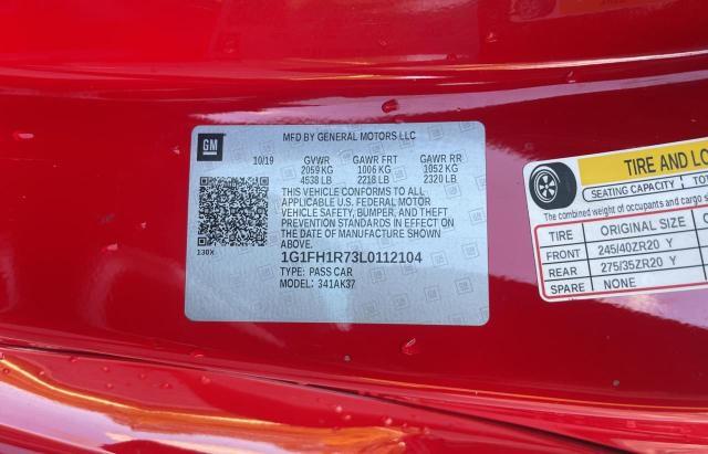 1G1FH1R73L0112104 - 2020 CHEVROLET CAMARO SS RED photo 10