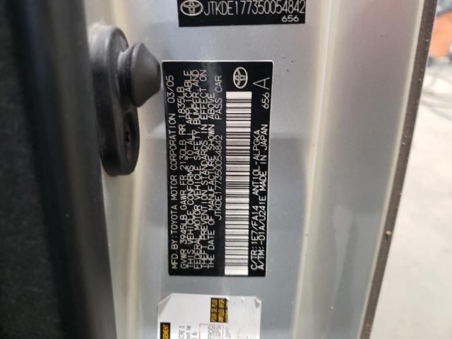 JTKDE177350054842 - 2005 TOYOTA SCION TC GRAY photo 10