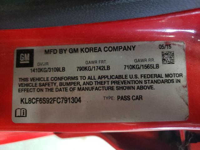 KL8CF6S92FC791304 - 2015 CHEVROLET SPARK 2LT RED photo 10