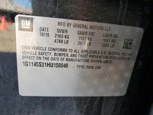 1G1145S31HU158048 - 2017 CHEVROLET IMPALA PRE 黑色 照片 10