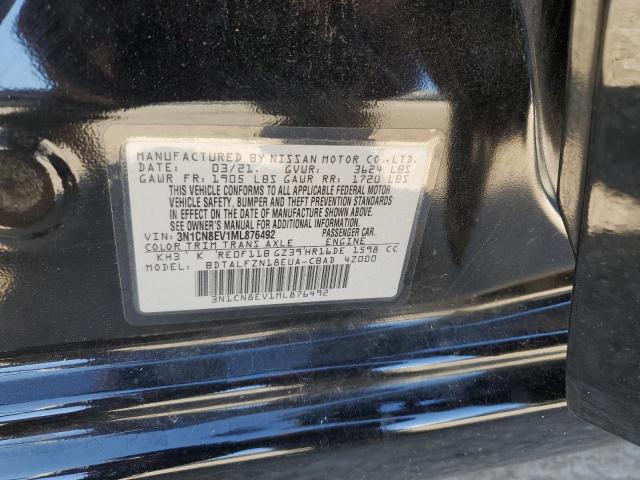 3N1CN8EV1ML876492 - 2021 NISSAN VERSA SV BLACK photo 10