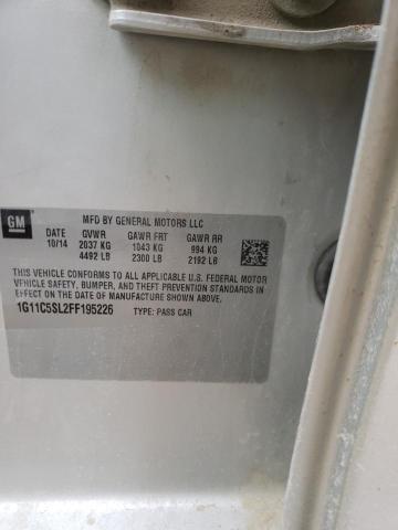 1G11C5SL2FF195226 - 2015 CHEVROLET MALIBU 1LT 银色 照片 10