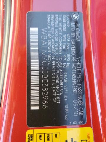 WBALM7C55BE382966 - 2011 BMW Z4 SDRIVE3 RED photo 10