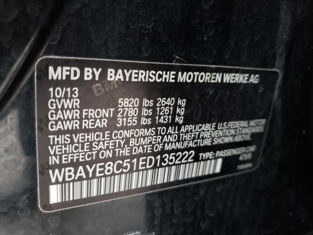WBAYE8C51ED135222 - 2014 BMW 750LI BLACK photo 10
