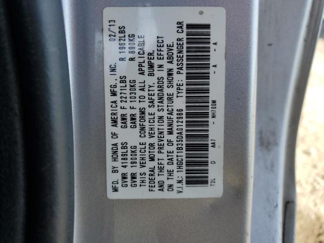 1HGCT1B35DA012986 - 2013 HONDA ACCORD LX- SILVER photo 12