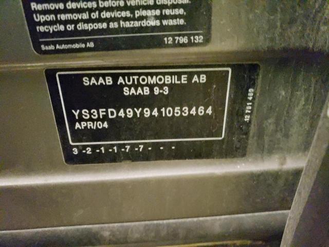 YS3FD49Y941053464 - 2004 SAAB 9-3 GRAY photo 12