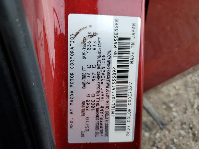 JM1BL1SF1A1333892 - 2010 MAZDA 3 I RED photo 10