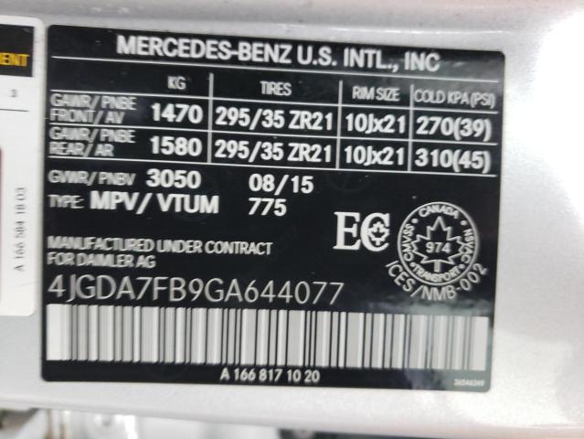 4JGDA7FB9GA644077 - 2016 MERCEDES-BENZ GLE 63 AMG SILVER photo 10