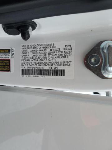 5J6RT6H97NL007497 - 2022 HONDA CR-V TOURI WHITE photo 14