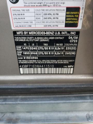 4JGBF71E08A411510 - 2008 MERCEDES-BENZ GL 450 4MA GRAY photo 13