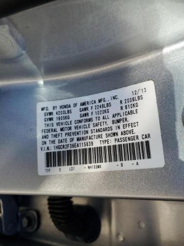 1HGCR2F36EA115639 - 2014 HONDA ACCORD SILVER photo 12