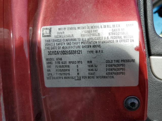 3GNDA13D28S638121 - 2008 CHEVROLET HHR LS 栗色 照片 10