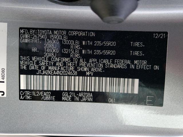 JTJHZKEA4N2024638 - 2022 LEXUS RX 350 L SILVER photo 10