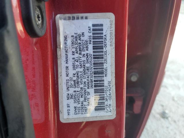 1NXBR32E53Z105120 - 2003 TOYOTA COROLLA S RED photo 10