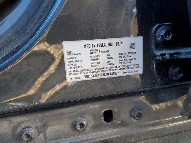 5YJSA1E6XMF433387 - 2021 TESLA MODEL S Gris foto 13