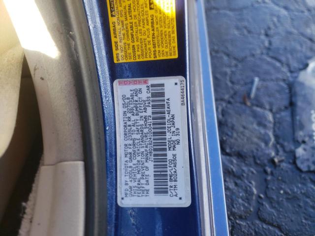 JTHBD182410004173 - 2001 LEXUS IS 300 BLUE photo 10