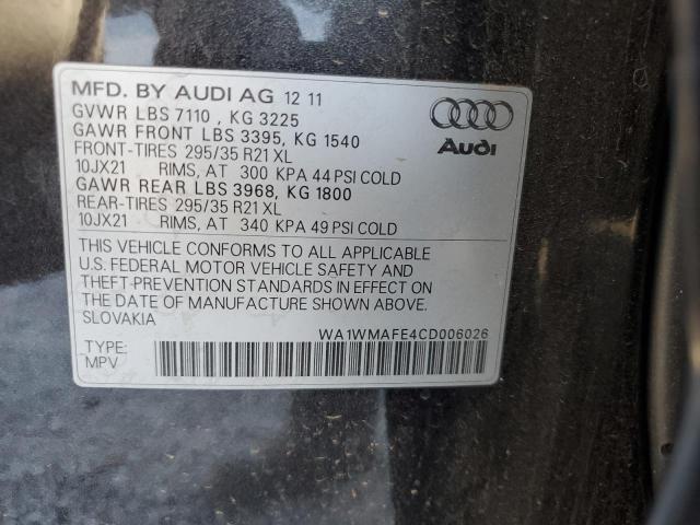 WA1WMAFE4CD006026 - 2012 AUDI Q7 PRESTIG CHARCOAL photo 10