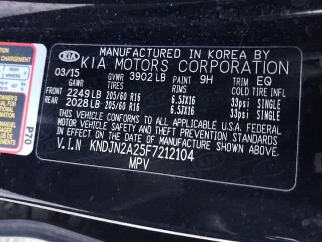 KNDJN2A25F7212104 - 2015 KIA SOUL BLACK photo 10