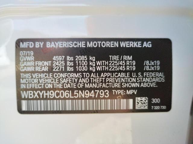 WBXYH9C06L5N94793 - 2020 BMW X2 SDRIVE2 WHITE photo 10