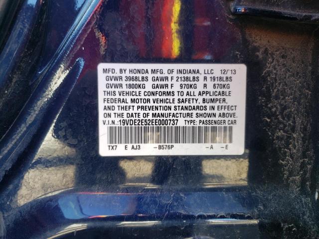 19VDE2E52EE000737 - 2014 ACURA ILX 24 PRE BLUE photo 10