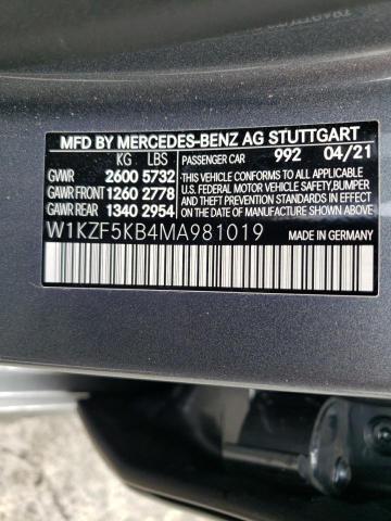 W1KZF5KB4MA981019 - 2021 MERCEDES-BENZ E 450 4MAT GRAY photo 10