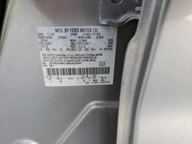 2FMDK48C48BA29847 - 2008 FORD EDGE SEL SILVER photo 14