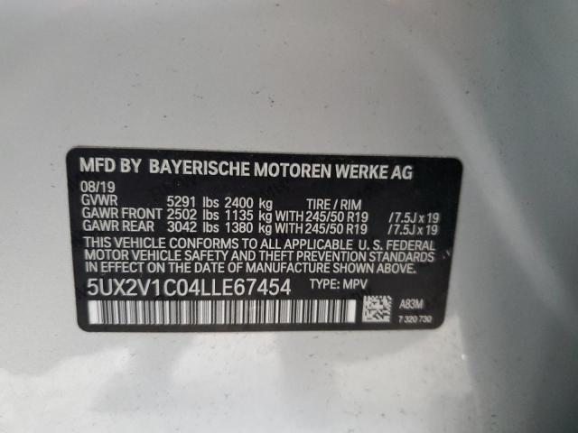 5UX2V1C04LLE67454 - 2020 BMW X4 XDRIVE3 SILVER photo 12