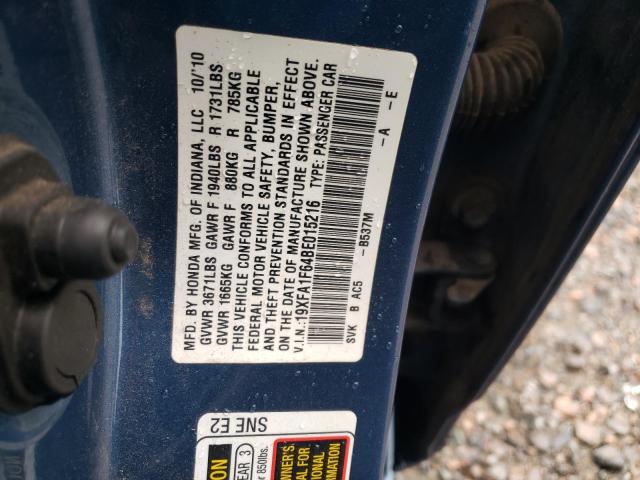 19XFA1F64BE015216 - 2011 HONDA CIVIC LX-S Mavi foto 10