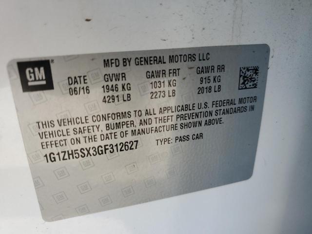 1G1ZH5SX3GF312627 - 2016 CHEVROLET MALIBU PRE WHITE photo 10